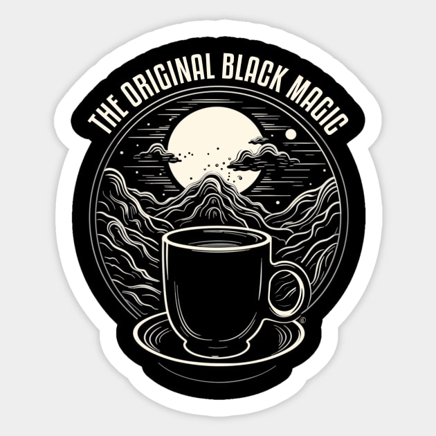 The Original Black Magic Occult Coffee Sticker by Cosmo Gazoo